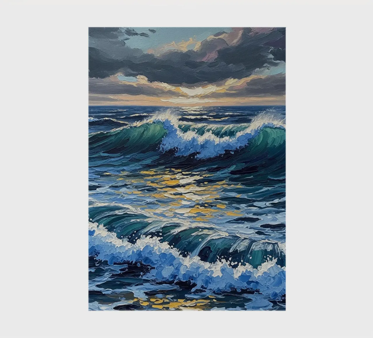 Azure Depths and Golden Crests: A Textured Seascape of Dynam notebook by Artistic-shop