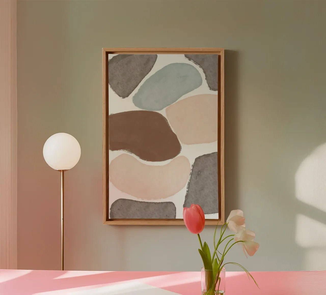 Zachte sedimenten canvas met Baklijst van KHouse Studio