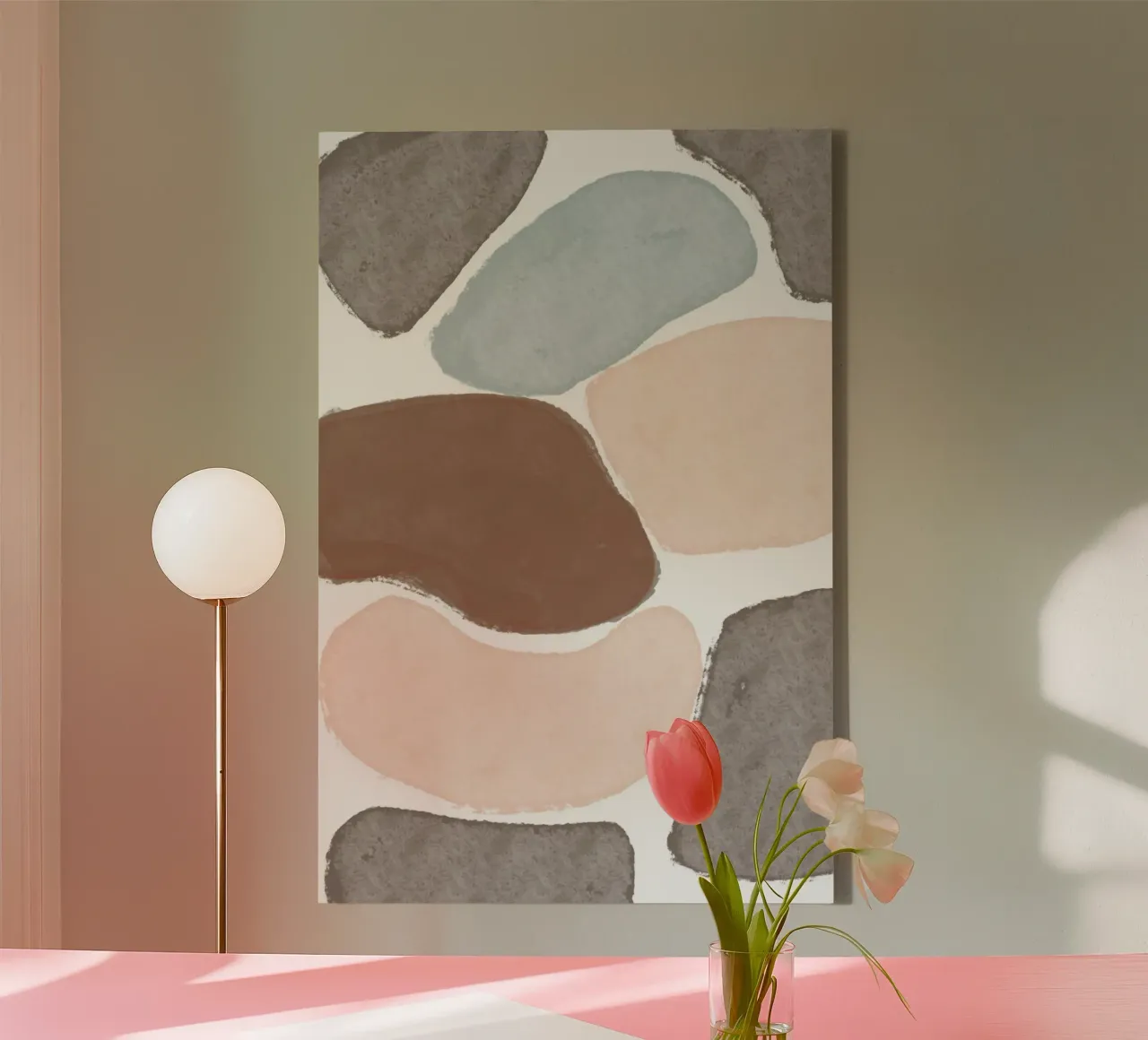 Zachte sedimenten canvas met Baklijst van KHouse Studio
