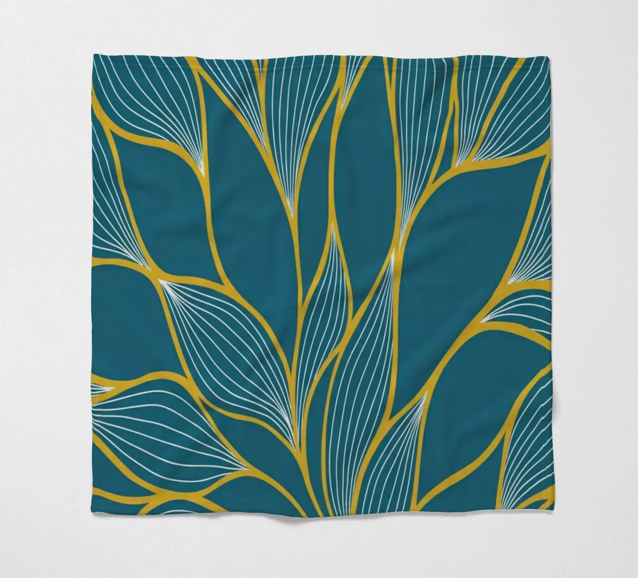 Bohemian Botanical Teal & Gold Leaf Kunstdruck Fleecedecke von Artistic-shop