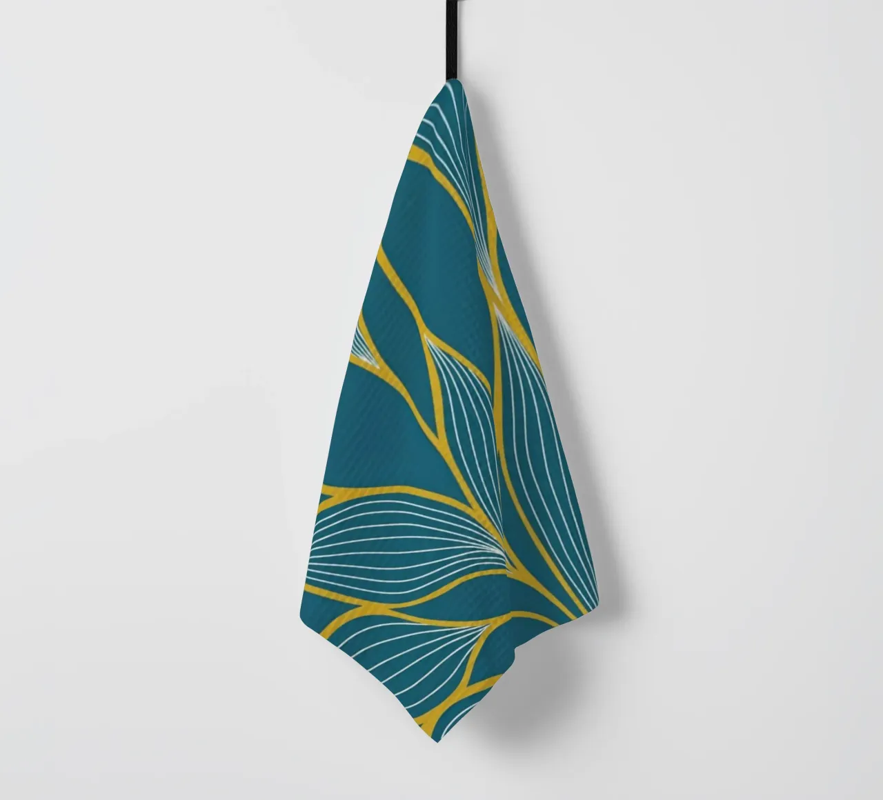 Bohemian Botanical Teal & Gold Leaf Kunstdruck Geschirrtuch von Artistic-shop