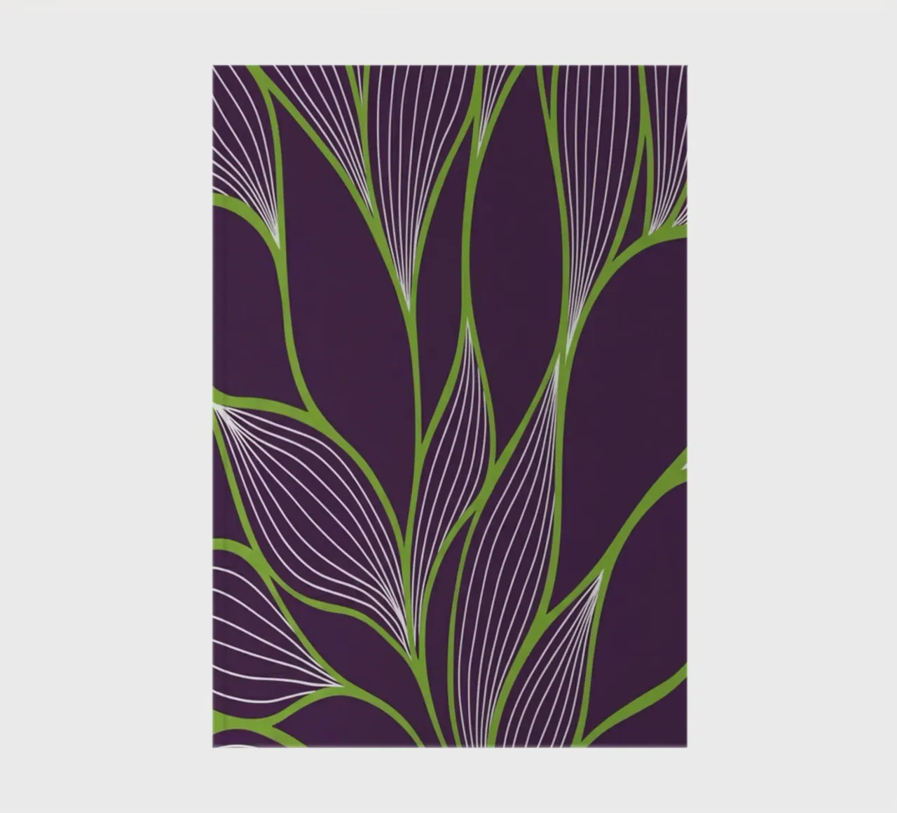 Abstract Organic Lines and Leaves Pattern in Deep Purple an notebook by Artistic-shop