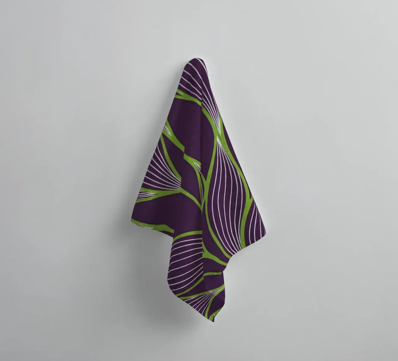 Abstract Organic Lines and Leaves Pattern in Deep Purple an towel by Artistic-shop
