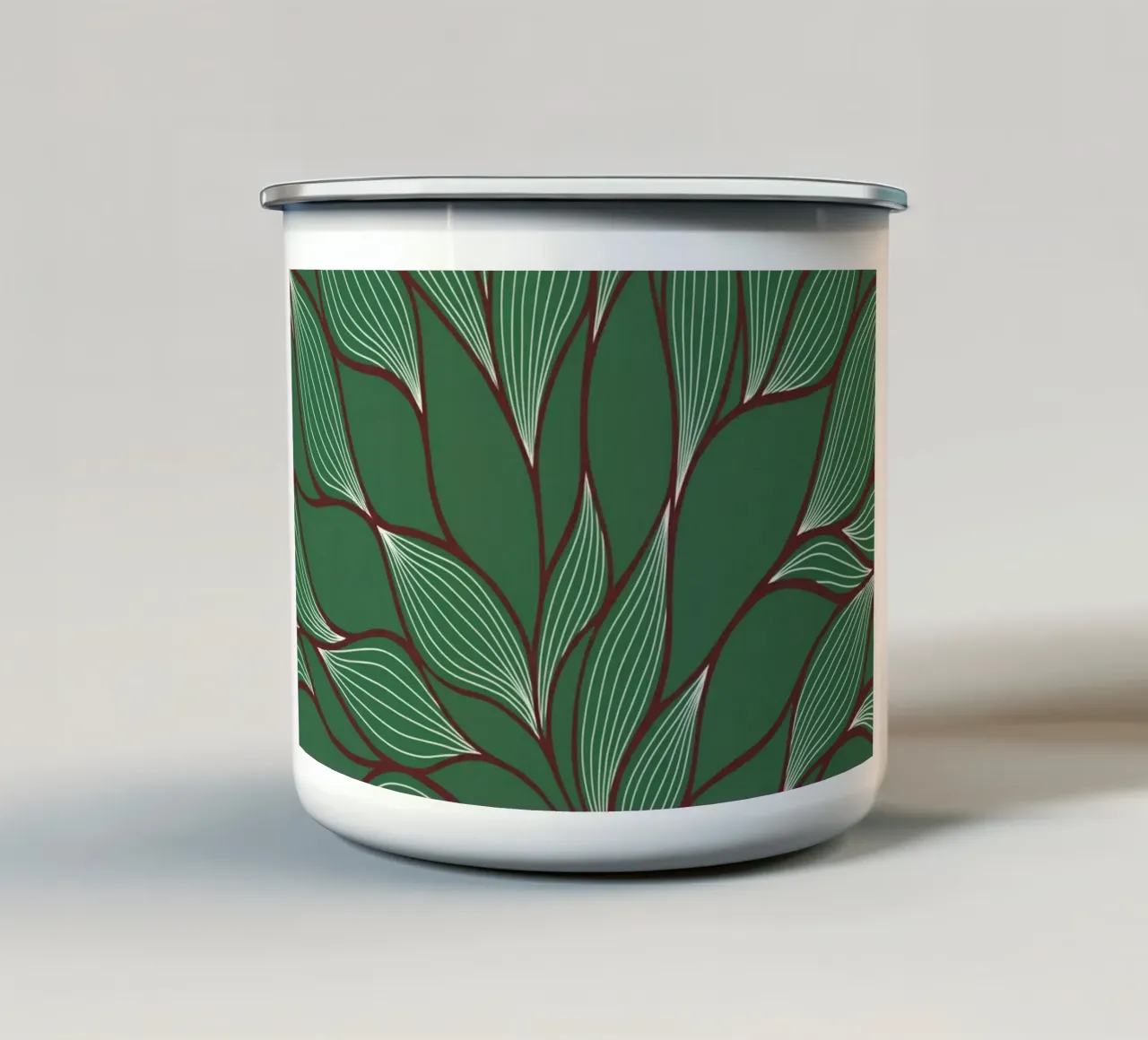 Eleganza botanica: Un lussureggiante arazzo di verde intenso tazza in smalto da Artistic-shop