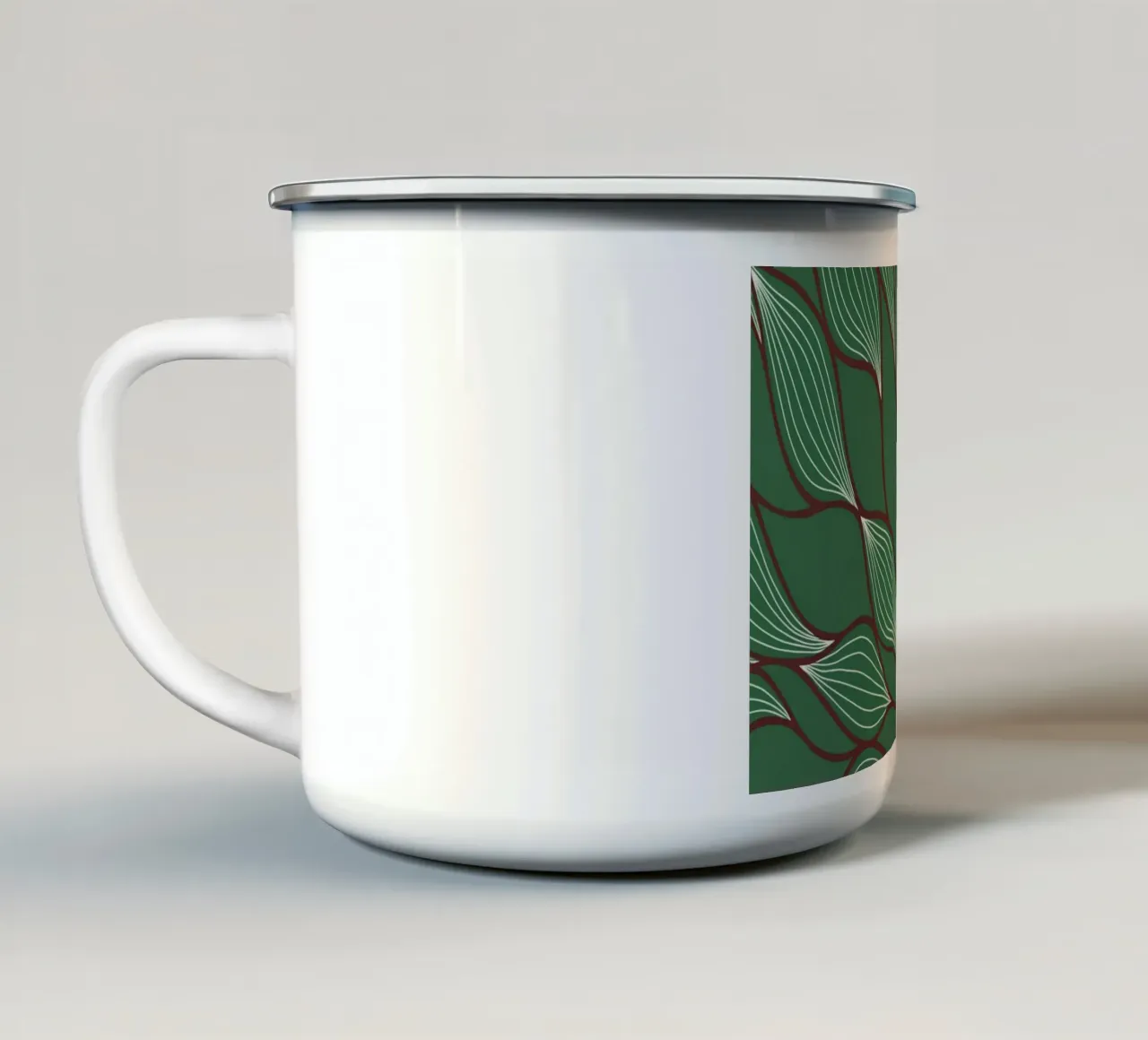 Eleganza botanica: Un lussureggiante arazzo di verde intenso tazza in smalto da Artistic-shop