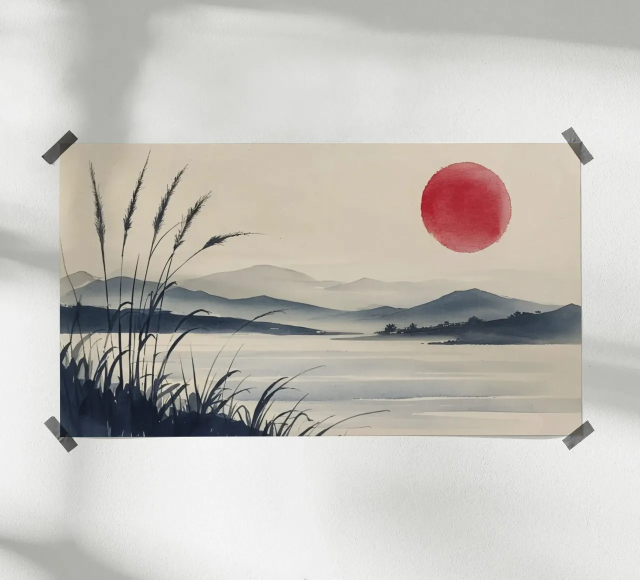 Sereno dipinto a inchiostro giapponese: Una mattina sulle nebbie del mare poster da Artistic-shop