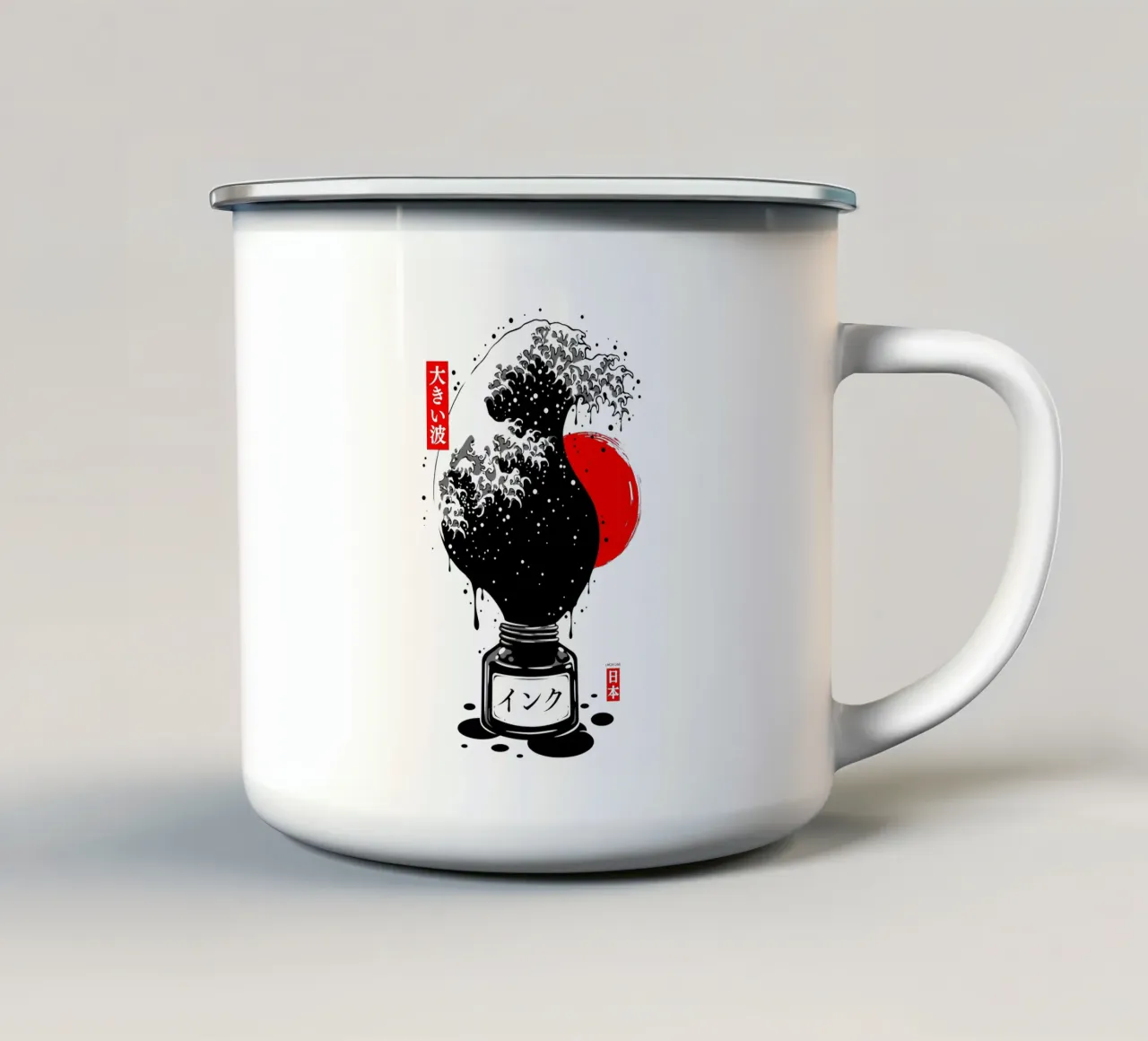 Inchiostro giapponese a onda nera di Kanagawa tazza in smalto da LM2KONE
