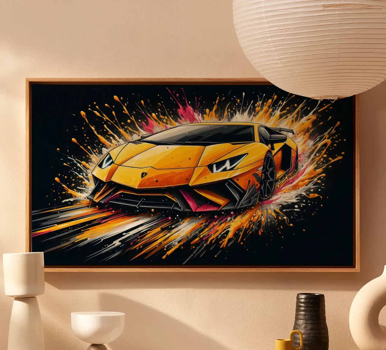 Auto sportiva con acquerelli tela con Cornice a cassetta da 🥝 KIWI STORE