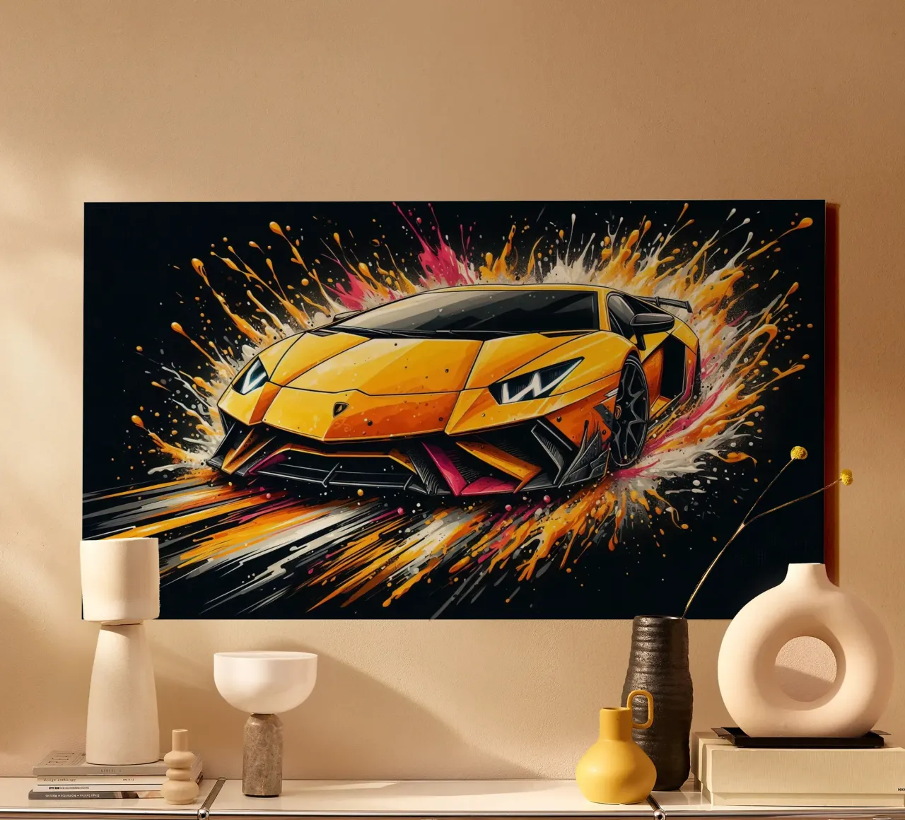 Auto sportiva con acquerelli tela con Cornice a cassetta da 🥝 KIWI STORE
