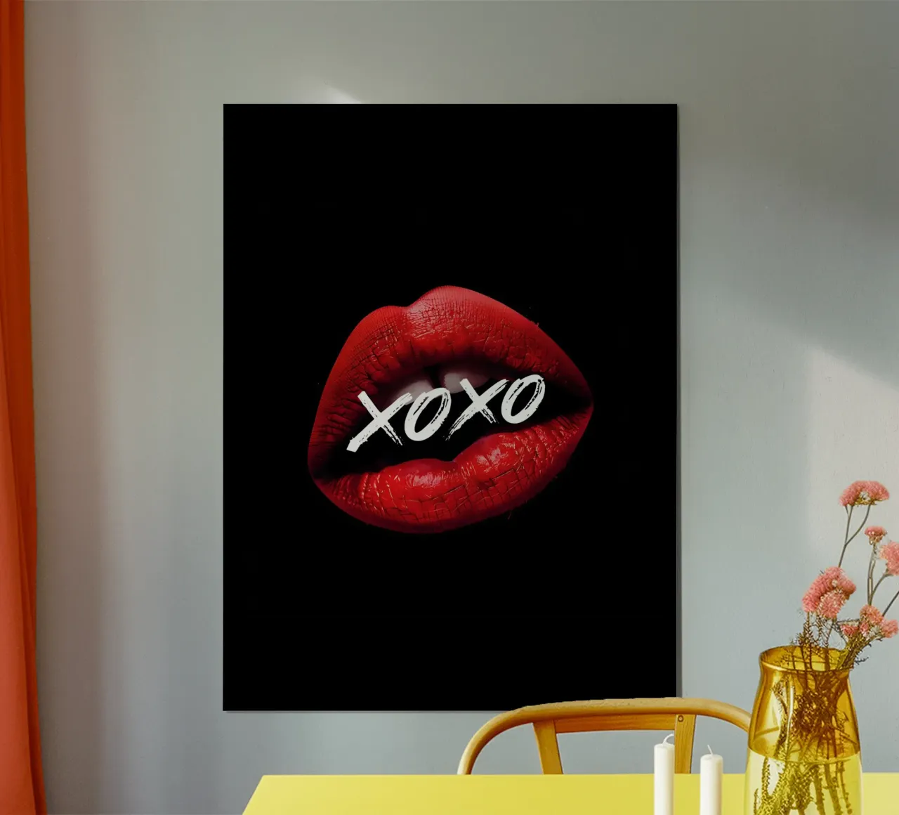 Labbra rosse XOXO poster con telaio in legno da 🥝 KIWI STORE