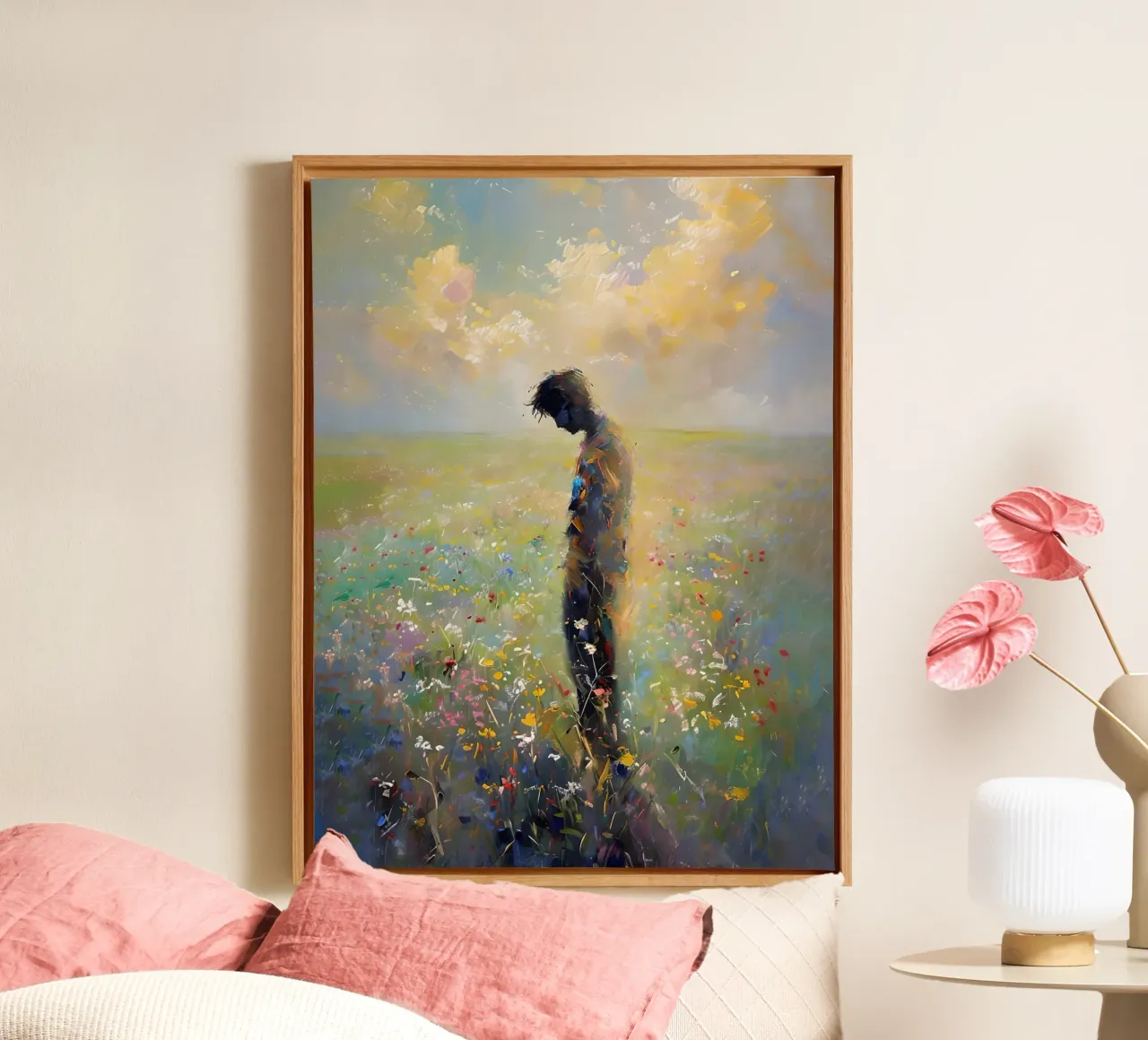 Solitude dans un champ de fleurs toile avec Caisse américaine de 🎨 Point and Art