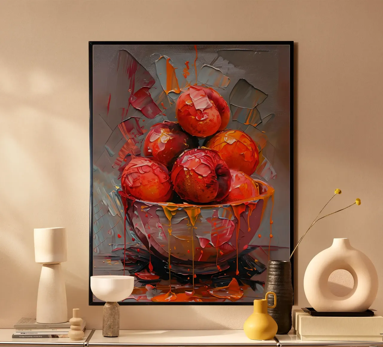 Ciotola di mele Pittura poster con telaio in alluminio da 🎨 Point and Art