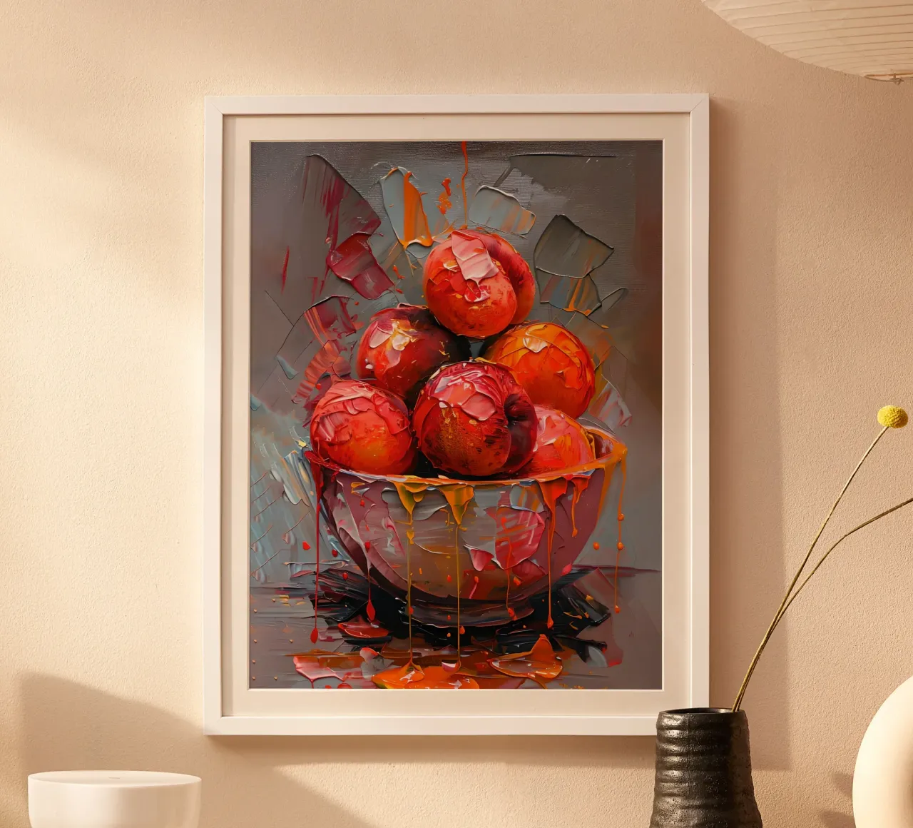 Ciotola di mele Pittura poster con telaio in alluminio da 🎨 Point and Art