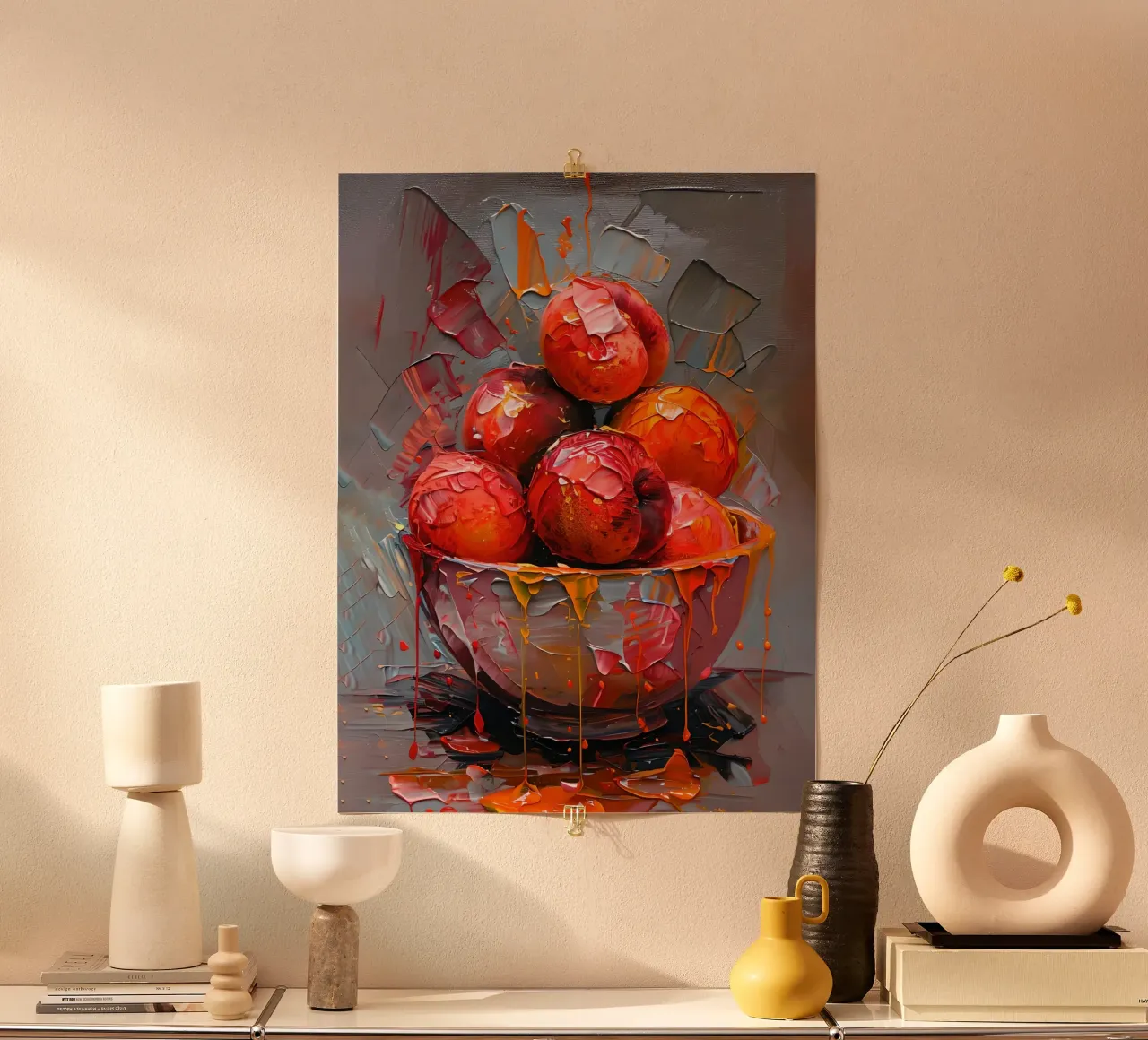 Ciotola di mele Pittura poster con telaio in alluminio da 🎨 Point and Art