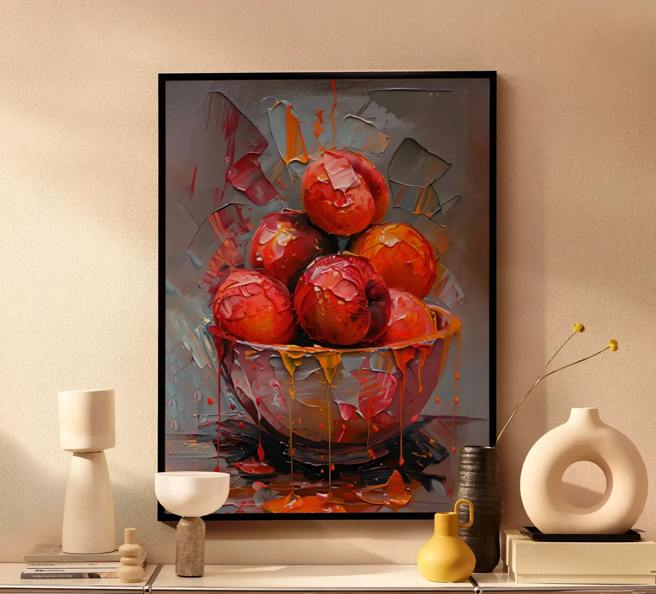 Ciotola di mele Pittura poster con telaio in alluminio da 🎨 Point and Art