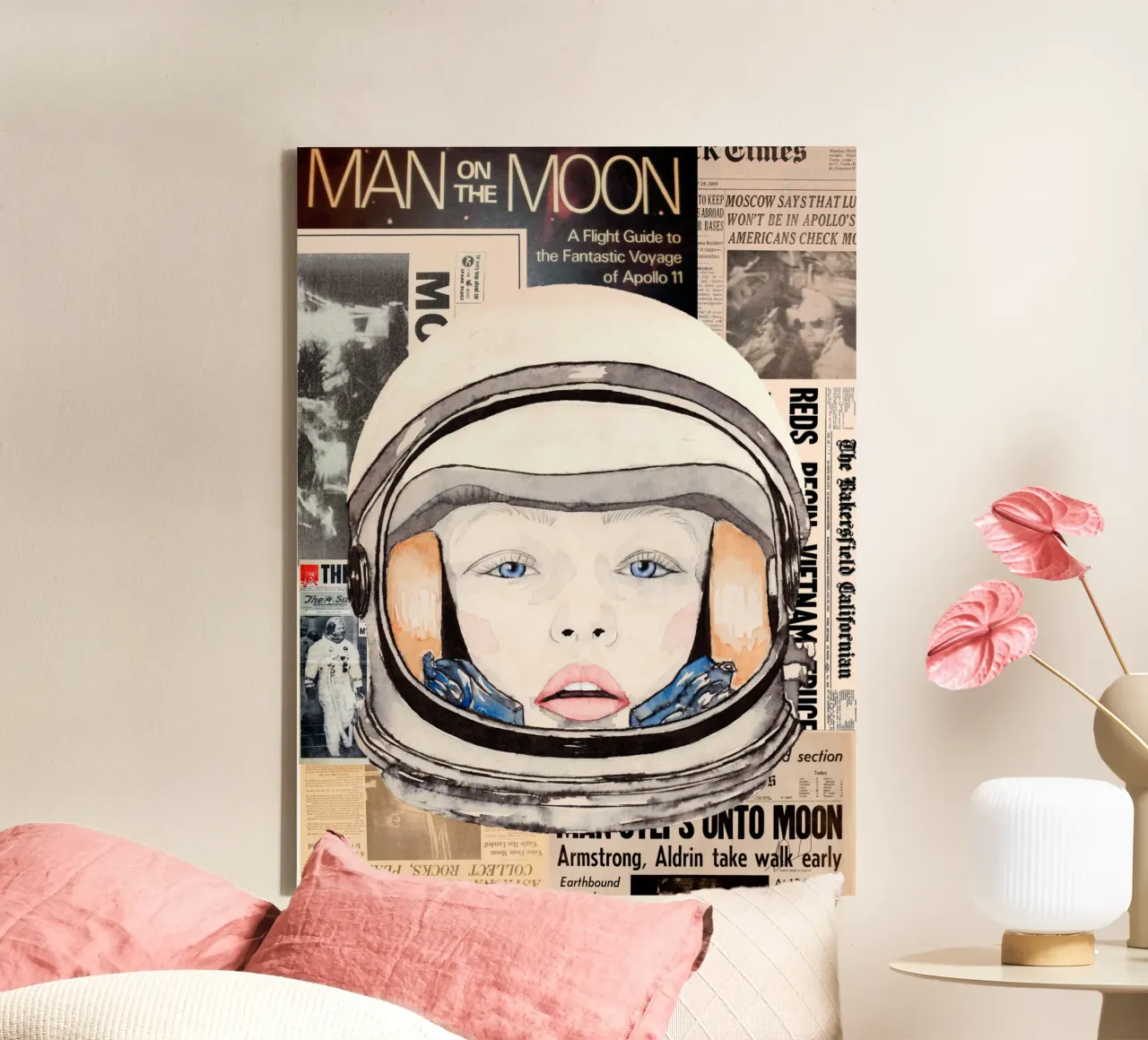 Apollo 11 woman on the moon canvas with Floater frame by LaylaOzPortraits