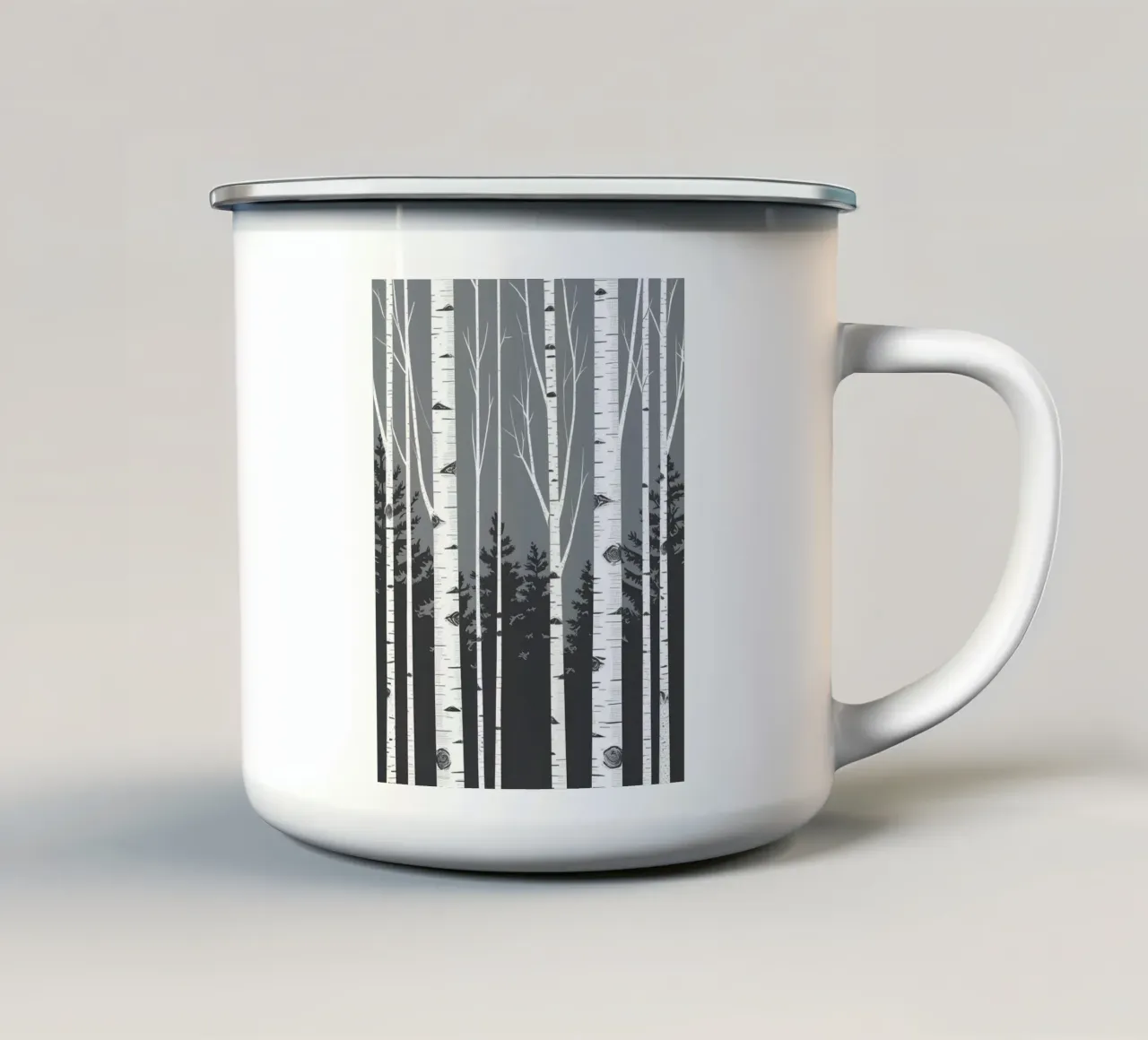 Tronchi di betulla tazza in smalto da Botanical Gallery