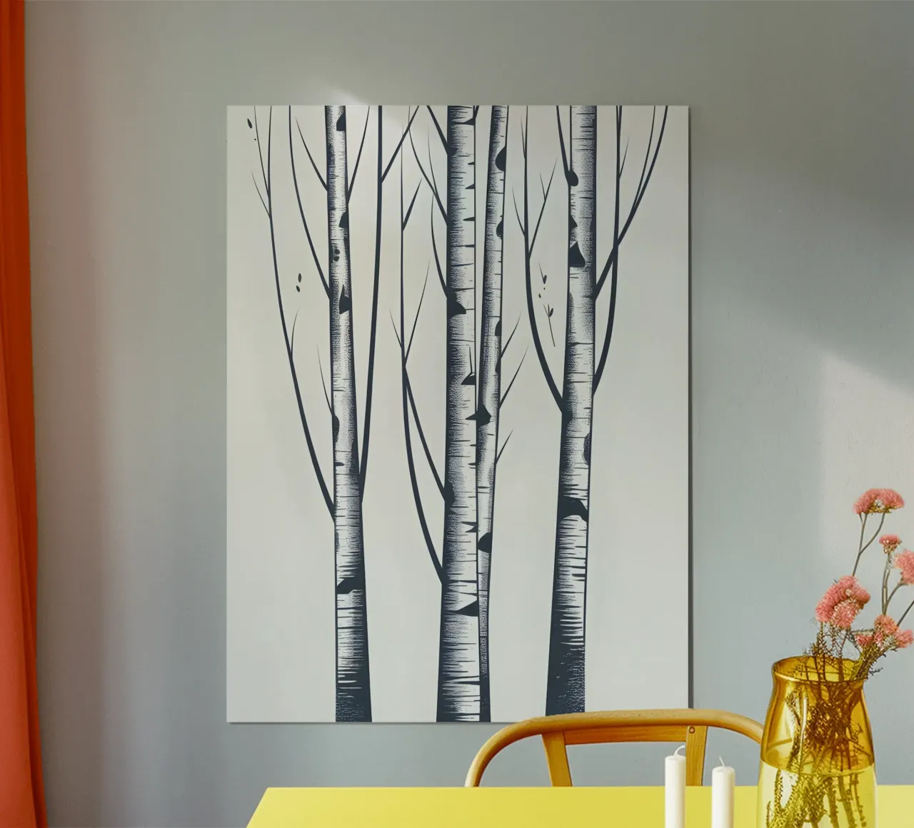 Tronchi di betulla poster con telaio in legno da The Green Room
