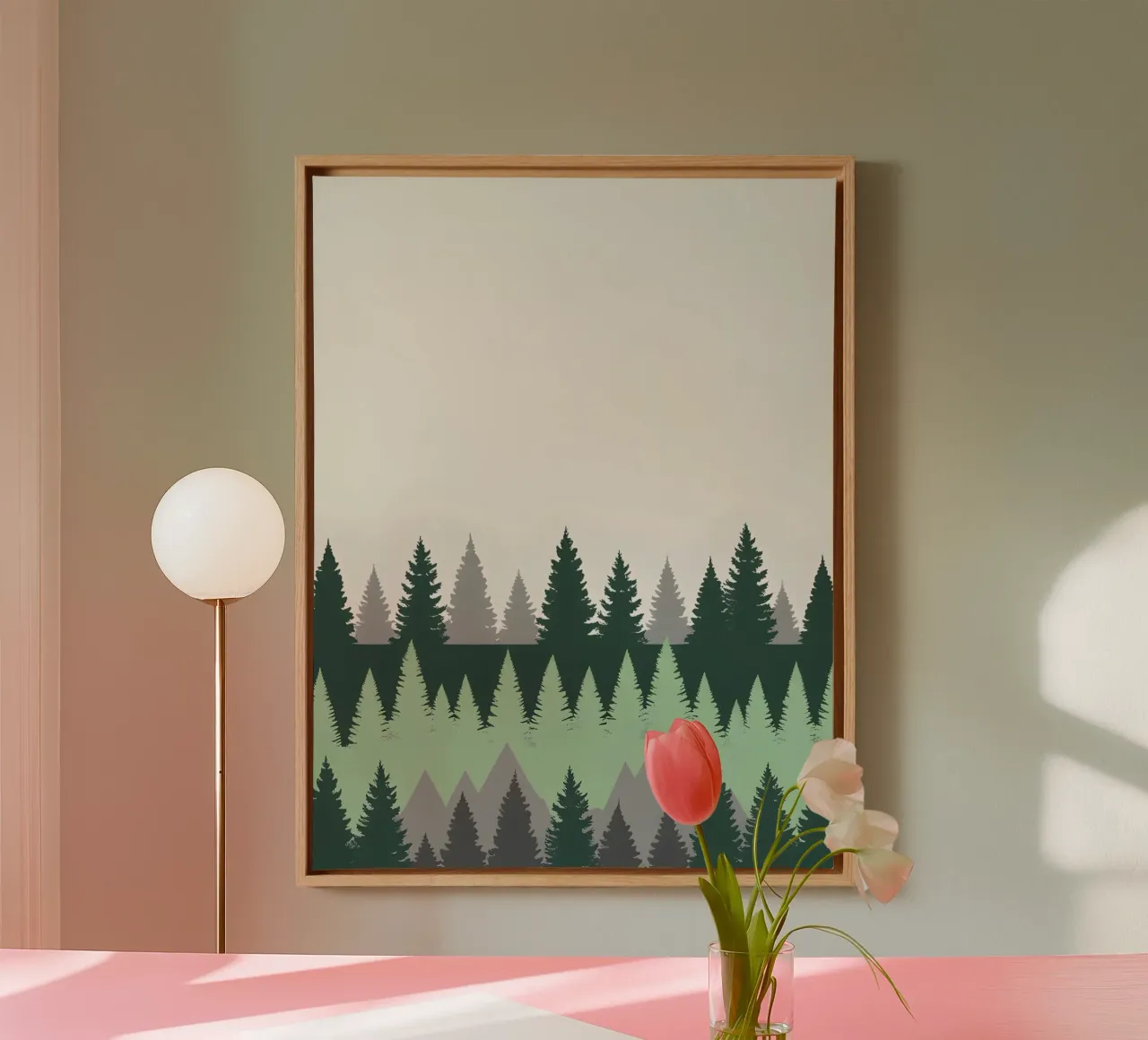 Abstract Forest canvas with Floater frame by The Green Room