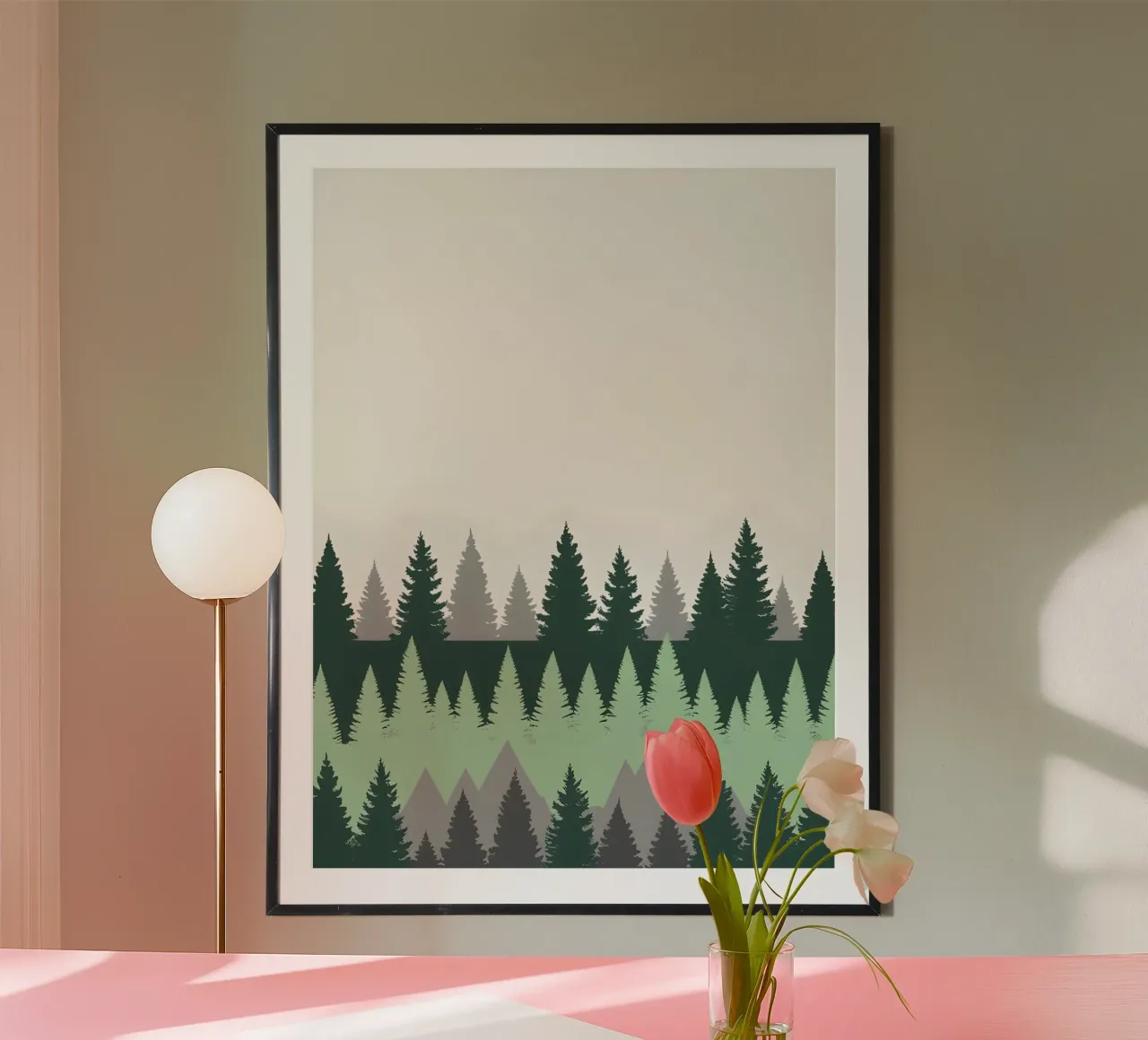 Foresta astratta poster con telaio in legno da The Green Room