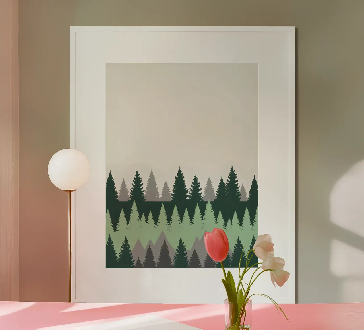 Foresta astratta poster con telaio in legno da The Green Room