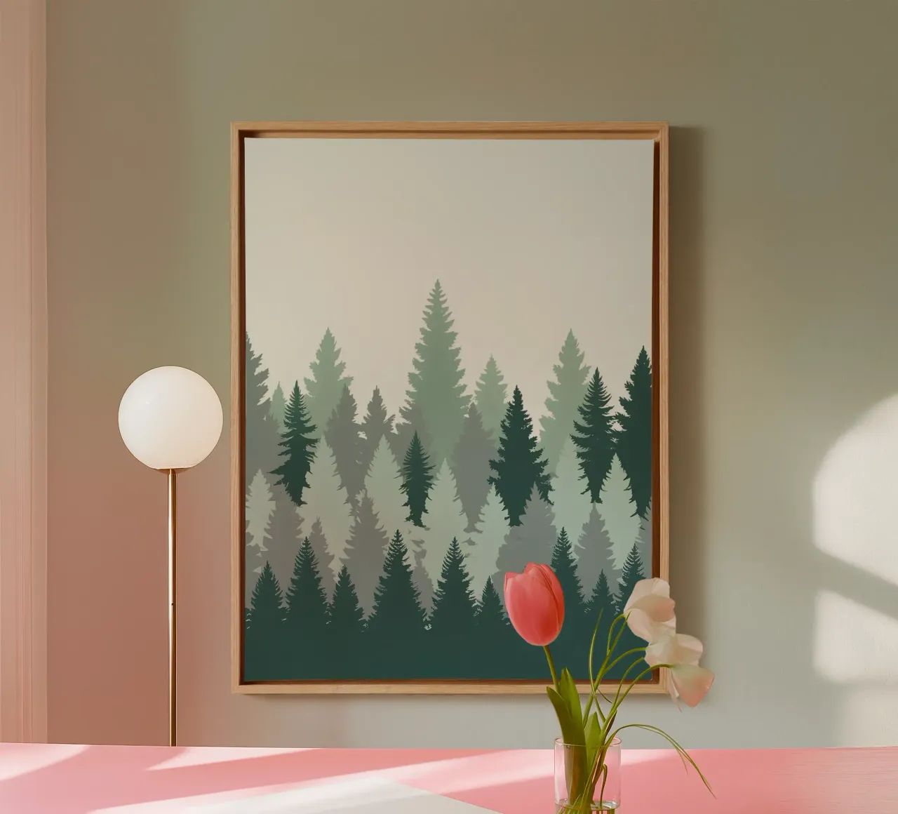 Bosque abstracto lienzo con Marco flotante de The Green Room