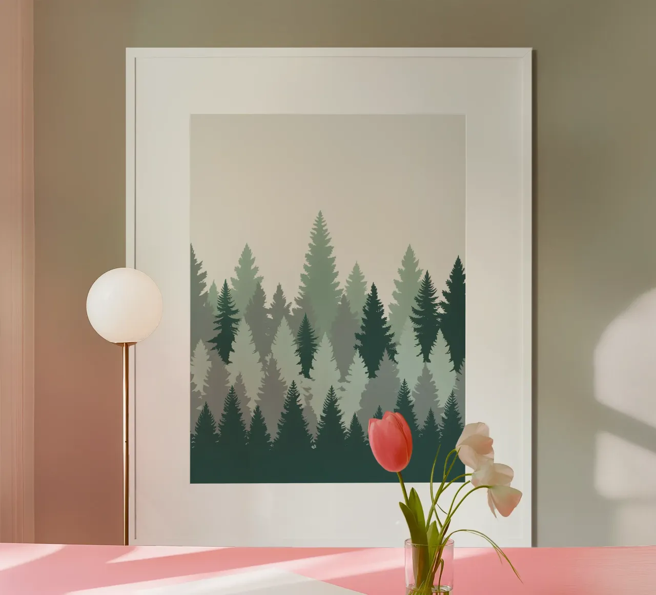 Foresta astratta poster con telaio in legno da The Green Room