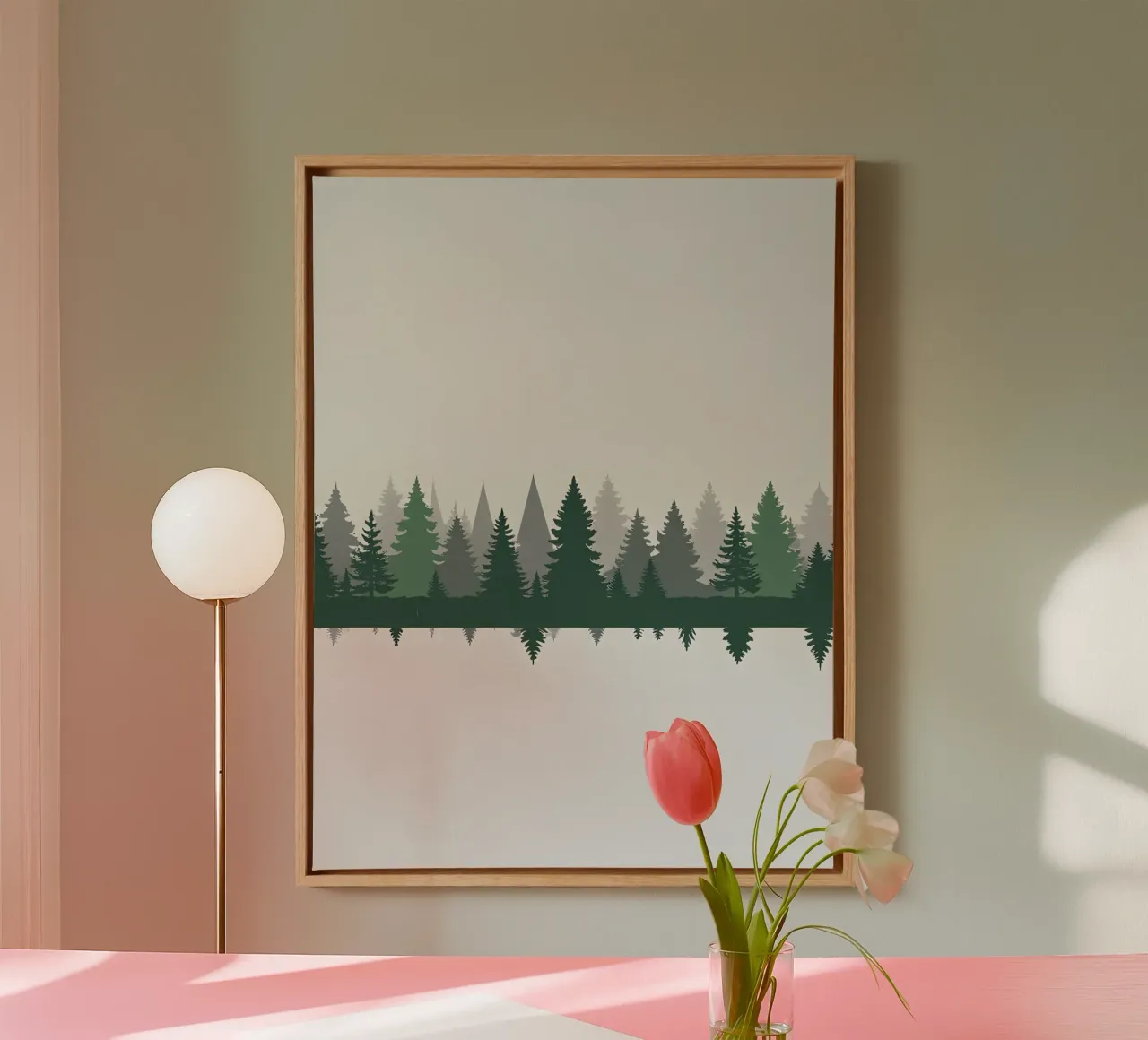Abstract Forest canvas with Floater frame by The Green Room