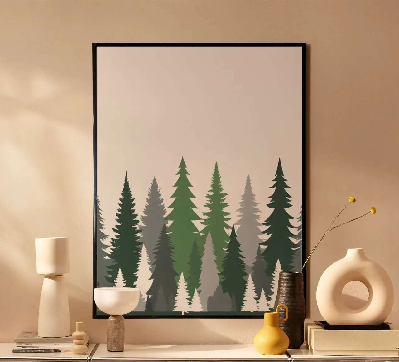 Foresta astratta poster con telaio in alluminio da The Green Room