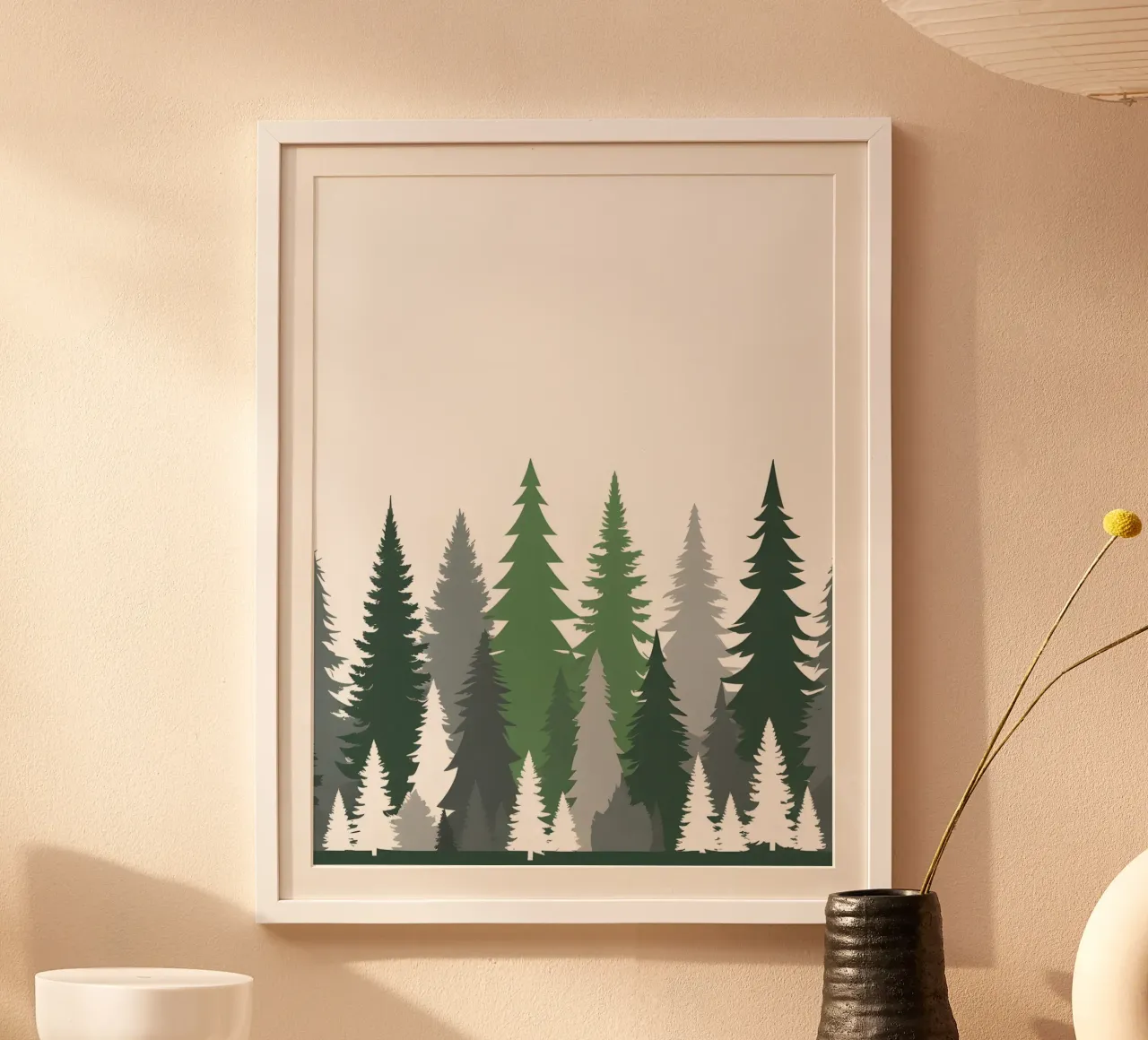Foresta astratta poster con telaio in alluminio da The Green Room