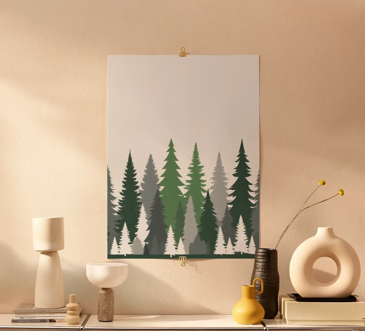 Foresta astratta poster con telaio in alluminio da The Green Room