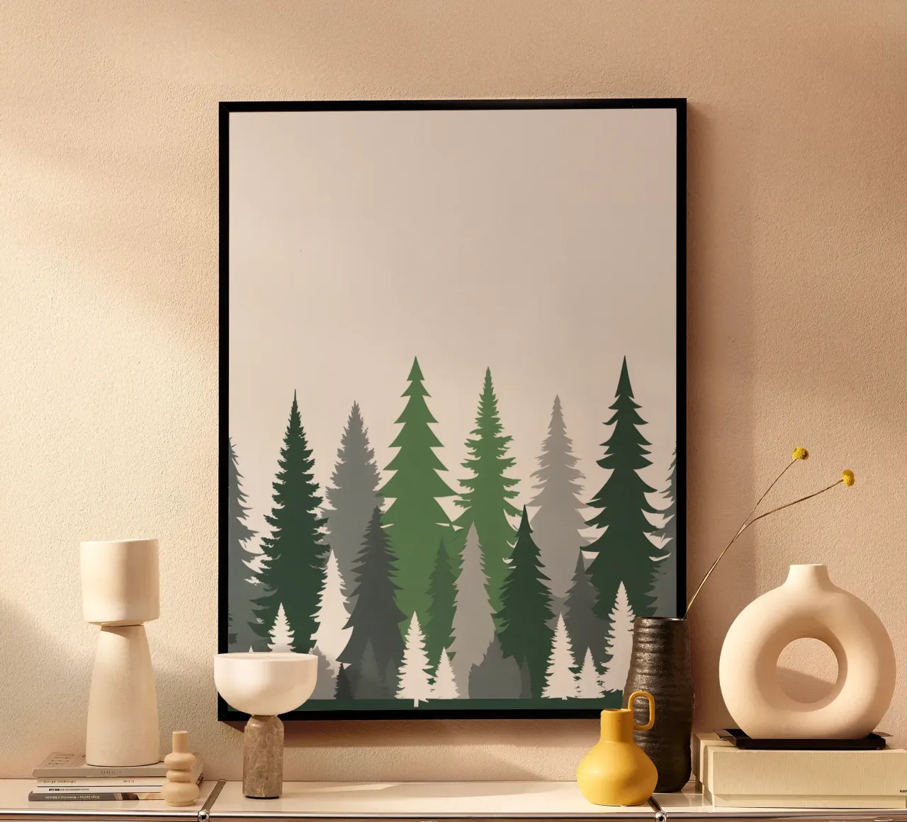 Foresta astratta poster con telaio in alluminio da The Green Room