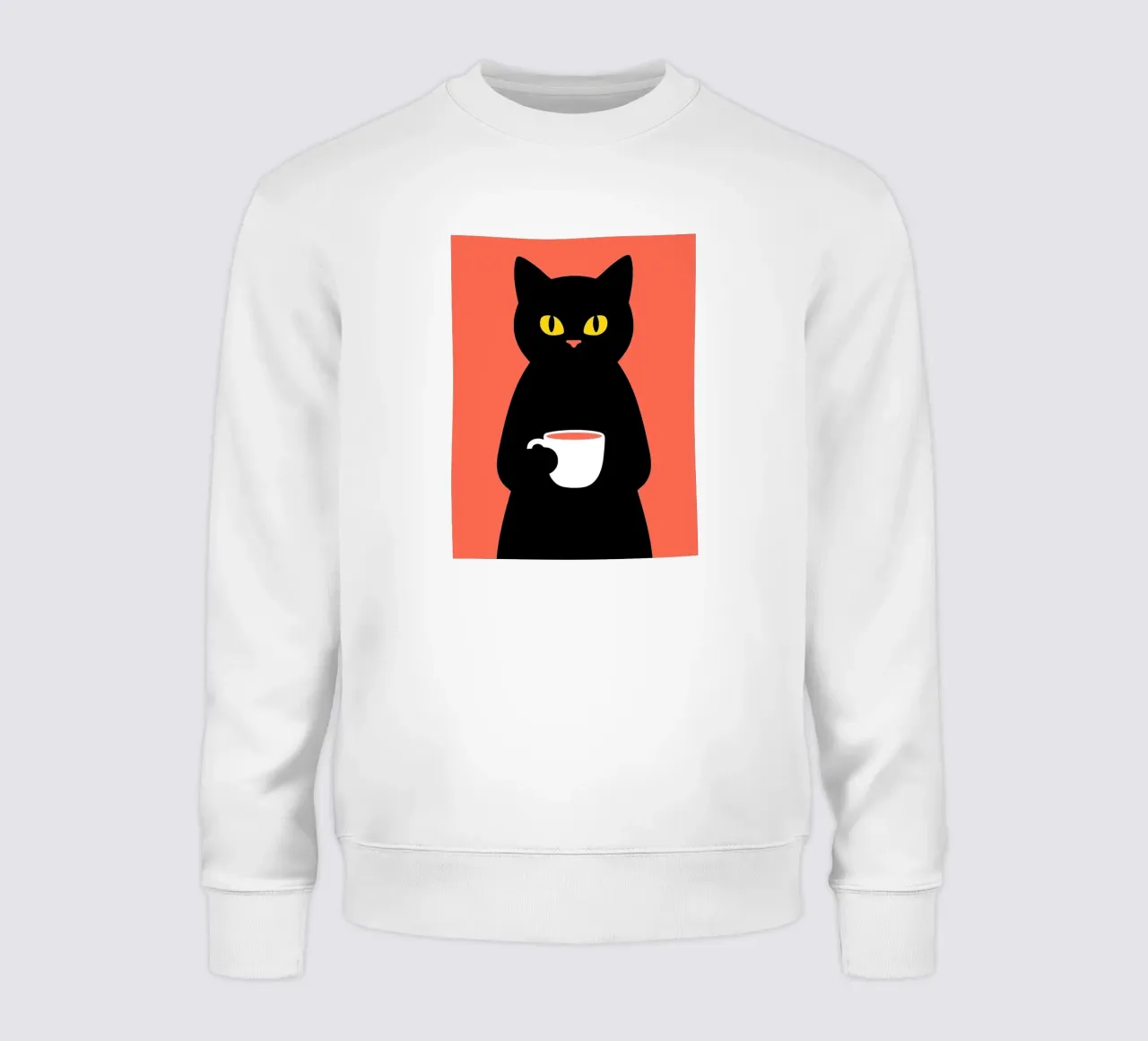 Gatto nero con tazza di caffè felpa da Arjun