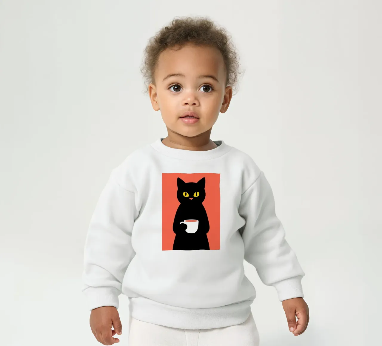 Gatto nero con tazza di caffè felpa neonato da Arjun