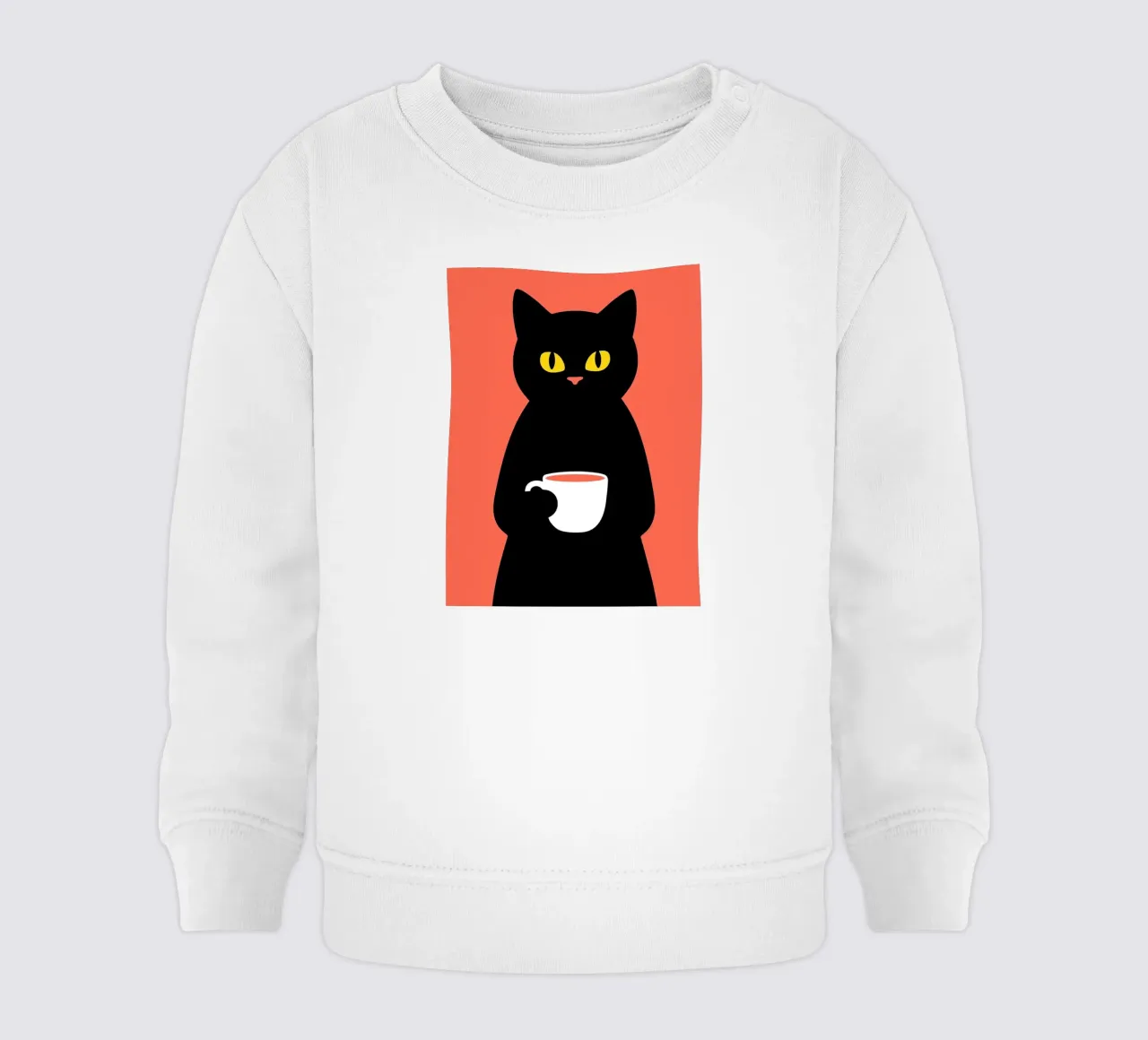 Gatto nero con tazza di caffè felpa neonato da Arjun