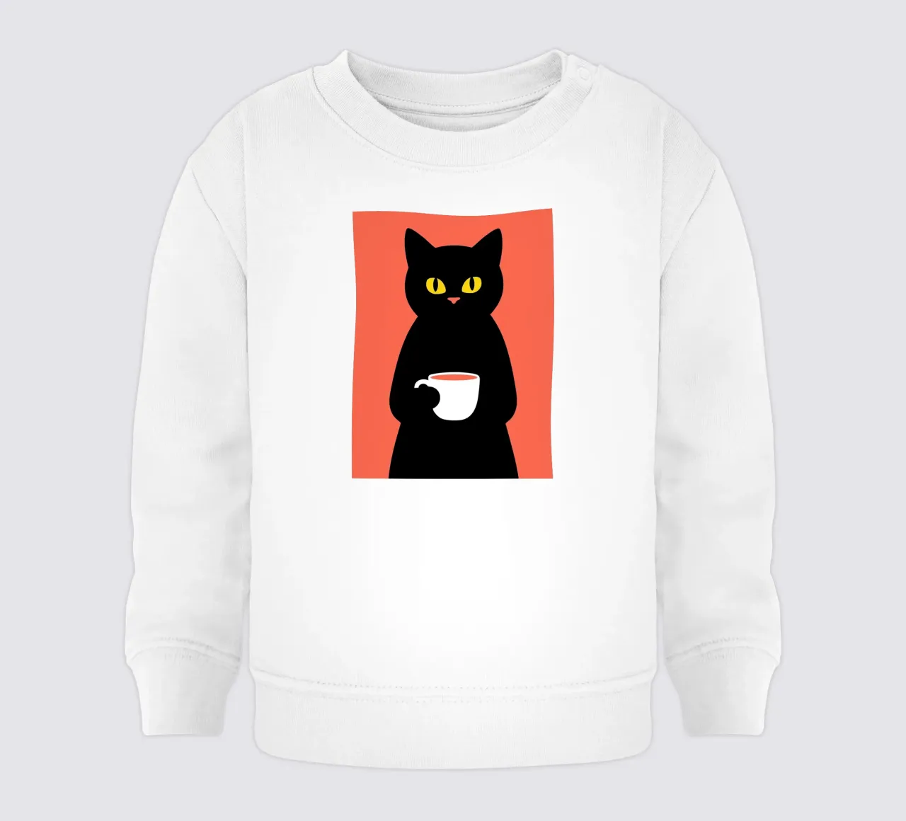 Gatto nero con tazza di caffè felpa neonato da Arjun