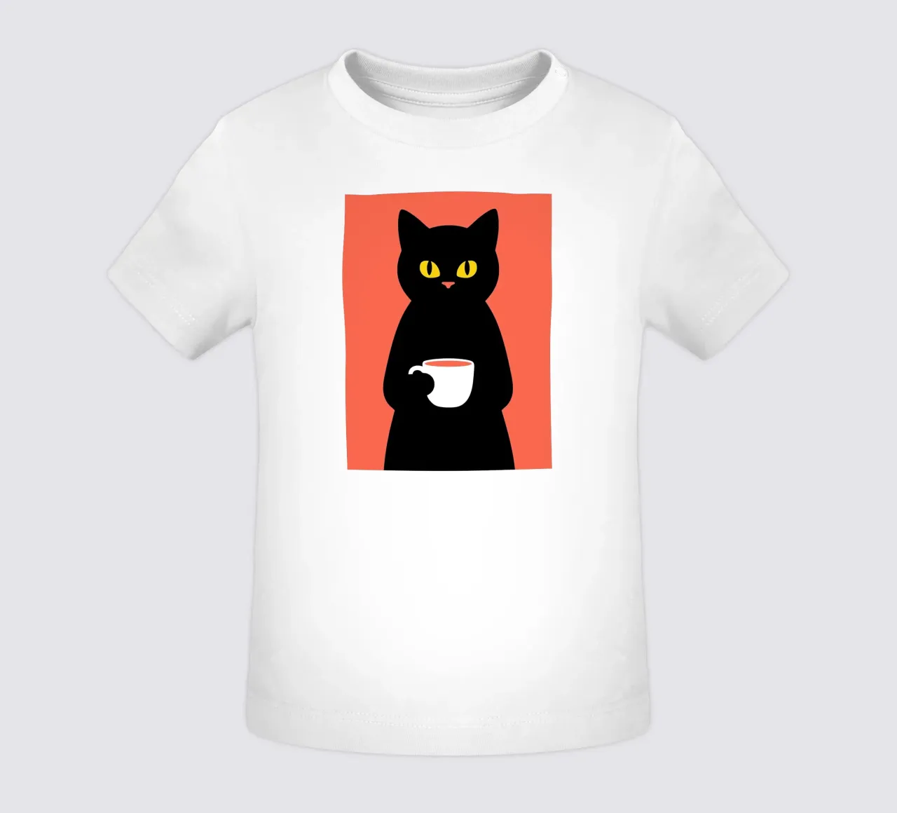 Gatto nero con tazza di caffè maglietta neonato da Arjun