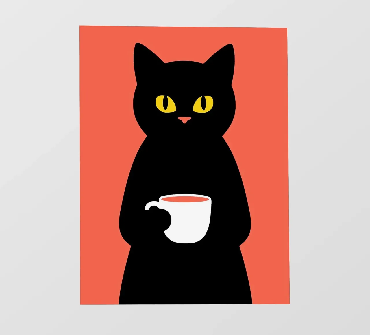 Gatto nero con tazza di caffè telo in pvc da Arjun