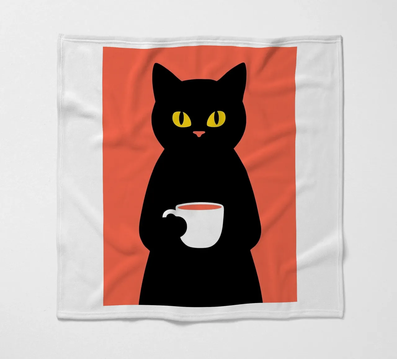 Gatto nero con tazza di caffè coperta in pile da Arjun