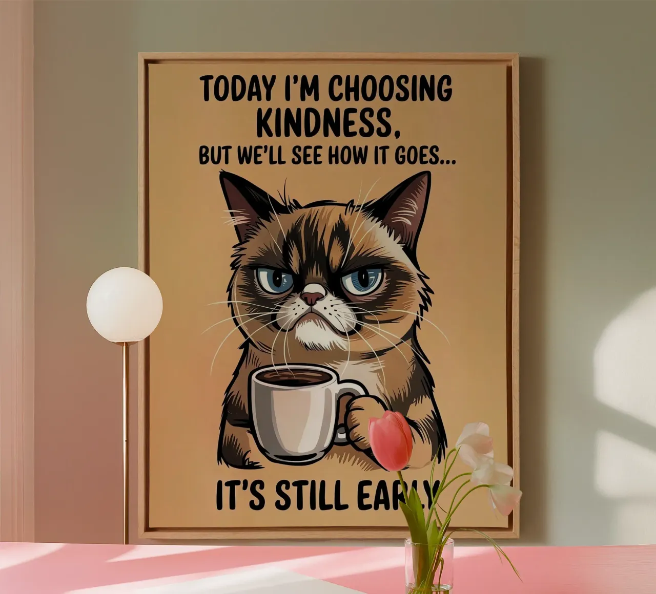 Funny Cat canvas with Floater frame by Arjun