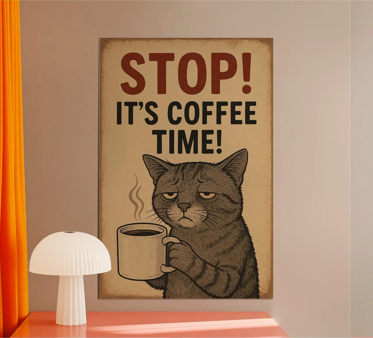 È l'ora del caffè poster con telaio in legno da Arjun