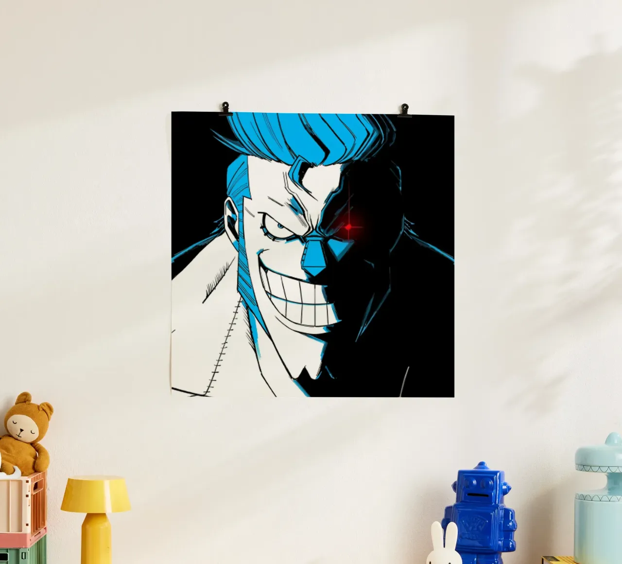 uomo blu inquietante poster da bernar shop