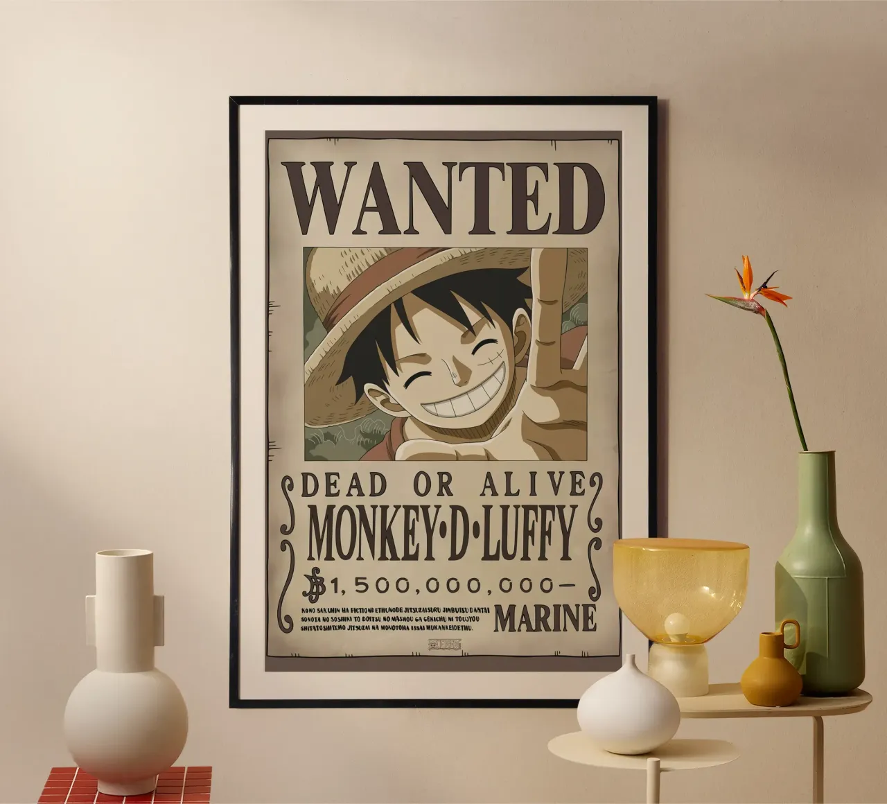 One Piece Luffy poster con telaio in alluminio da bernar shop