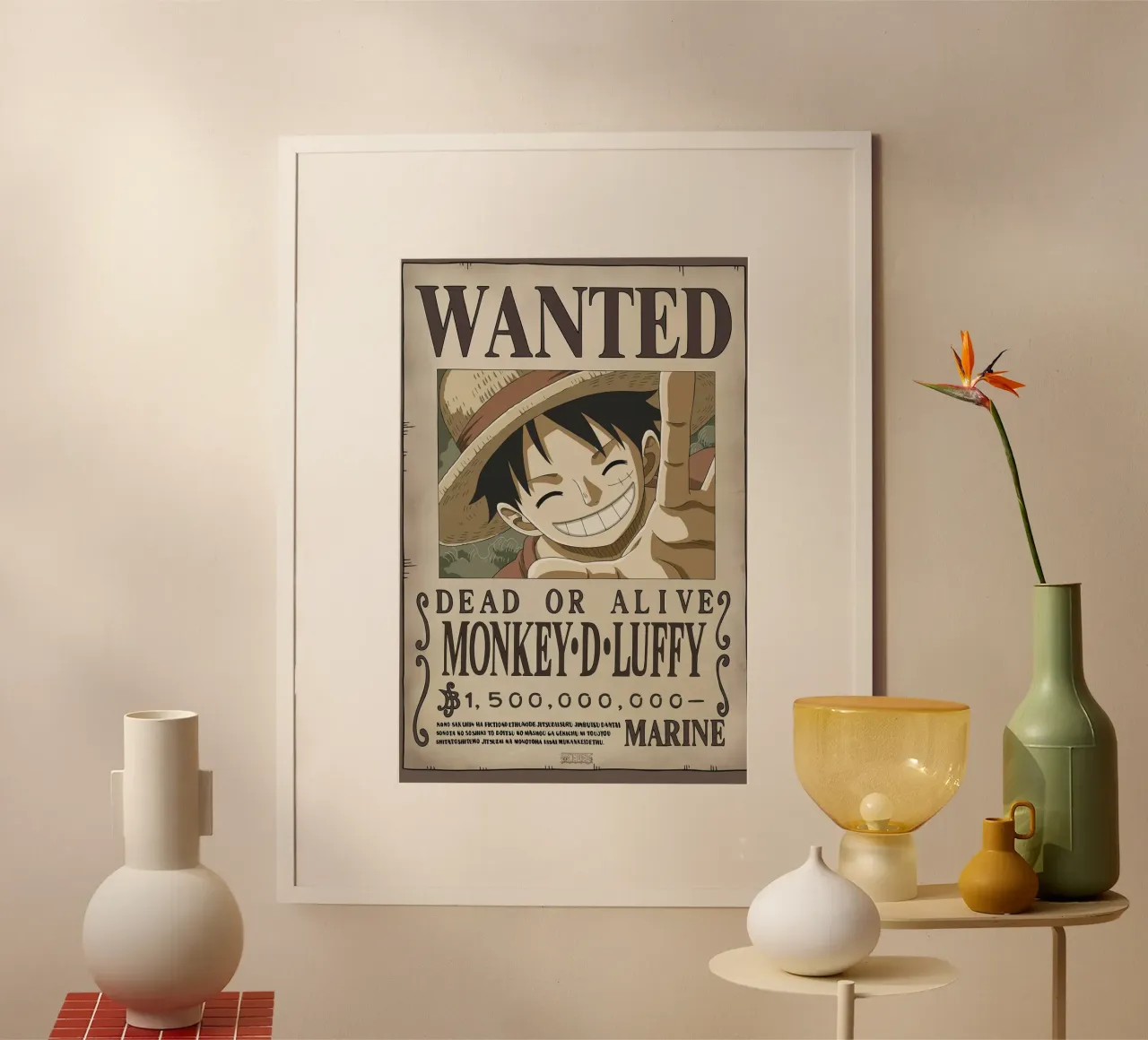 One Piece Luffy poster con telaio in alluminio da bernar shop