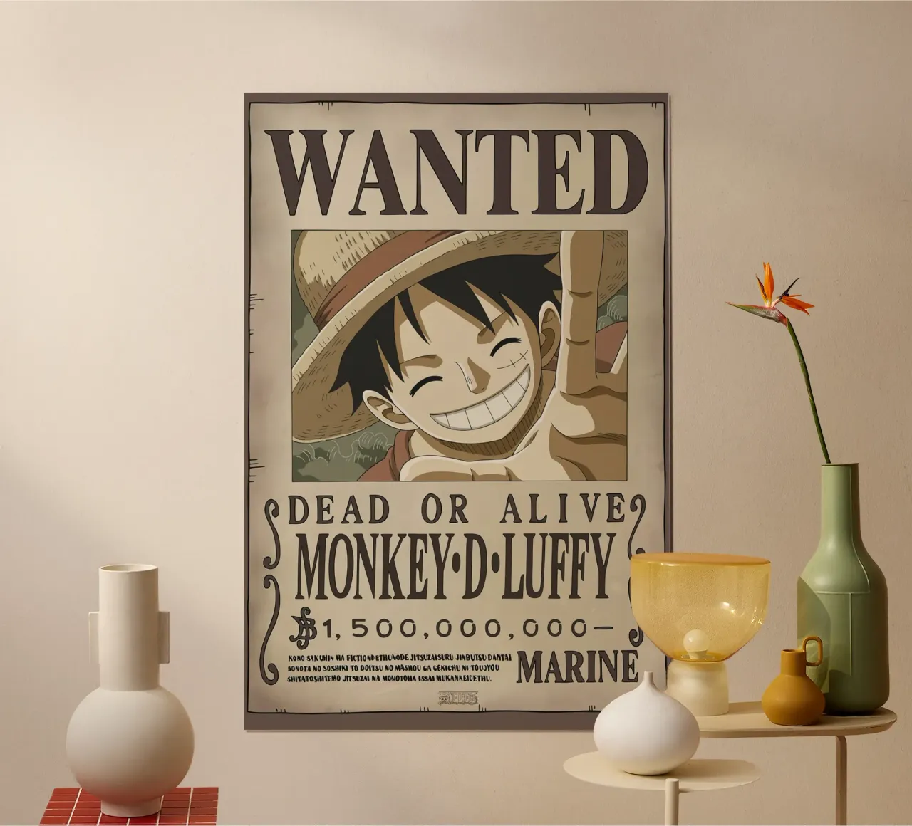 One Piece Luffy poster con telaio in alluminio da bernar shop