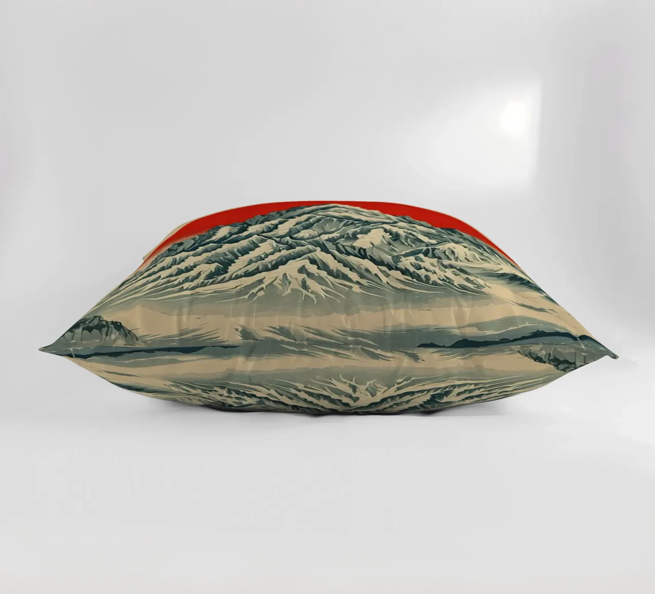 Il monte Fuji e il sole rosso: Un sereno paesaggio giapponese d'epoca cuscino da Artistic-shop