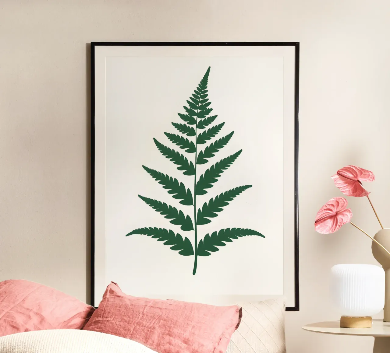 Fronda di felce poster con telaio in legno da The Green Room
