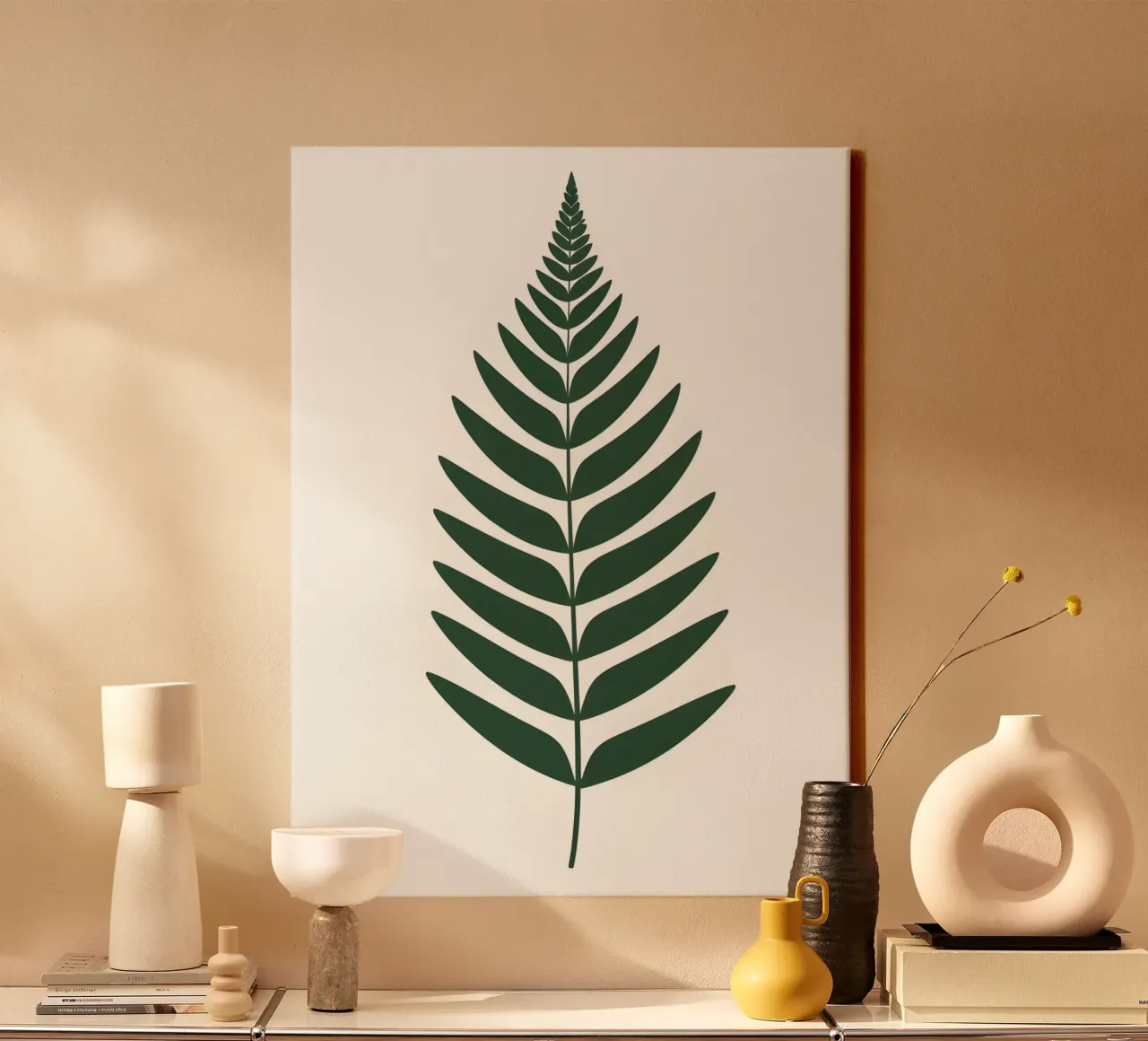 Fern Frond canvas with Floater frame by The Green Room