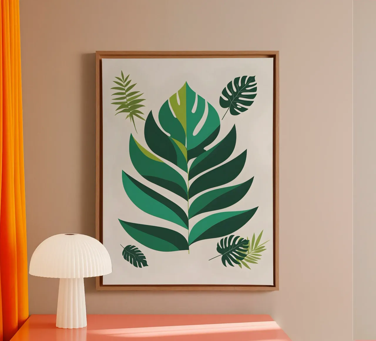 Tropisch blad abstract canvas met Baklijst van The Green Room