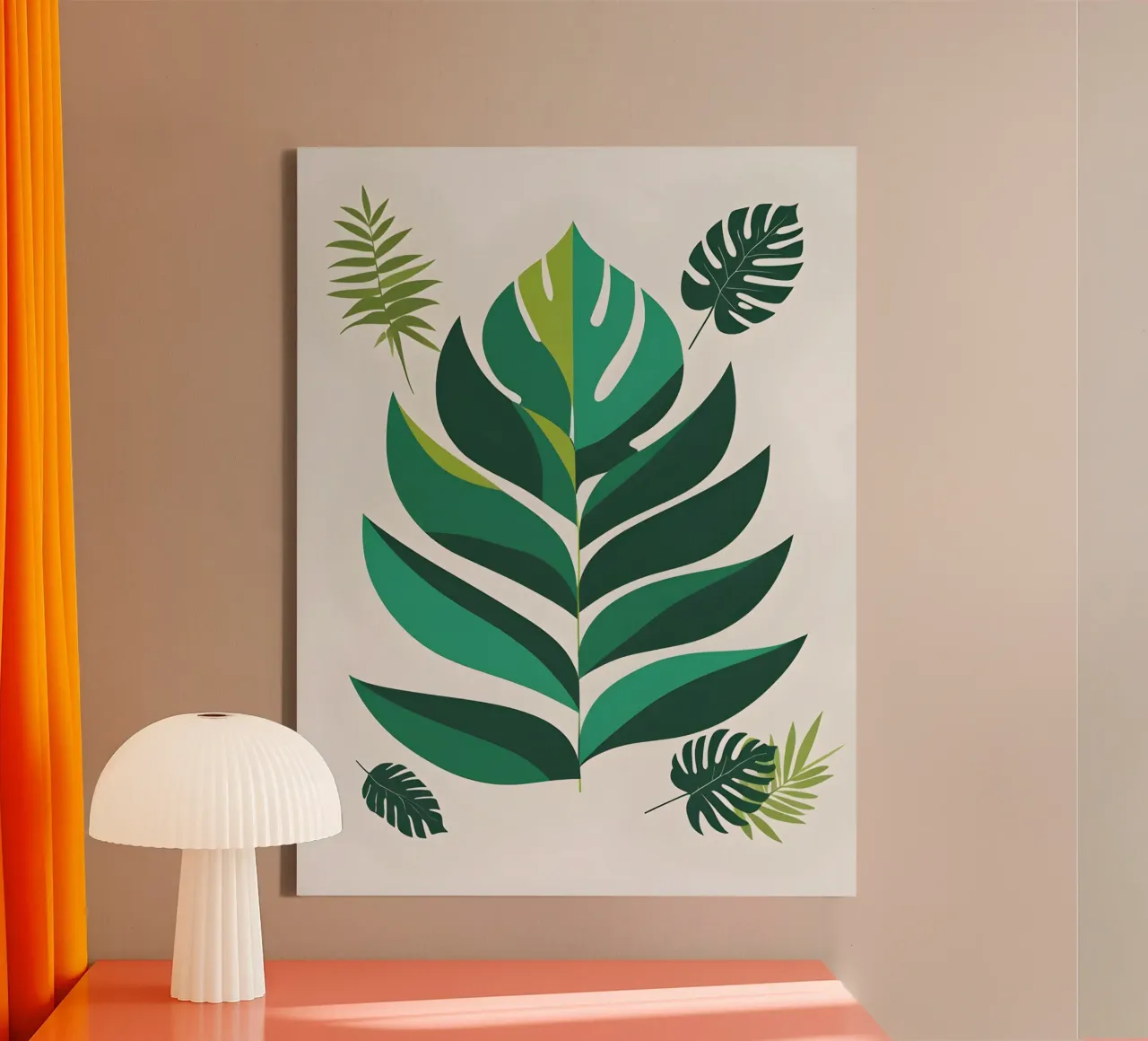 Tropisch blad abstract canvas met Baklijst van The Green Room